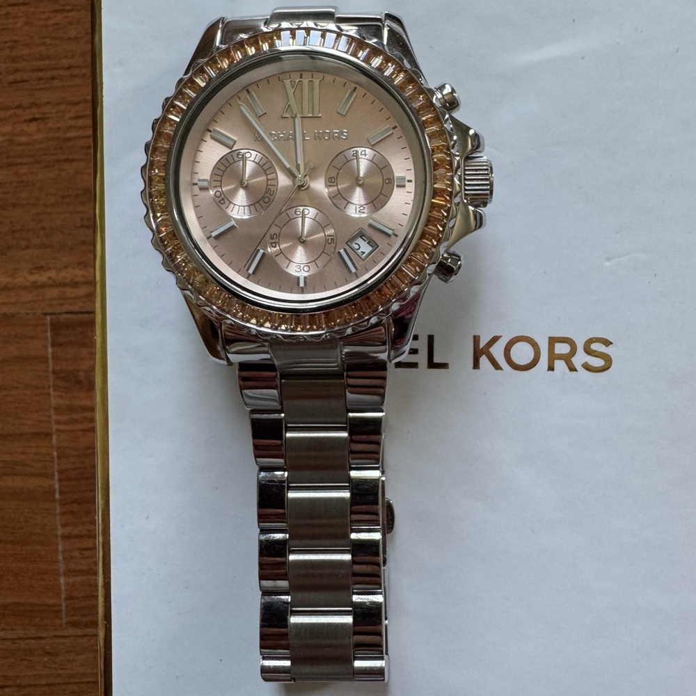 Michael Kors Two-Tone Silver and Salmon/Pink Watch